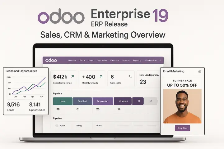 Sales, CRM & Marketing Overview Turn Every Touchpoint into a Transaction — Smarter CRM, Sales & POS with Odoo v19   It’s not just automation—it’s intelligent engagement at every stage of the funnel.