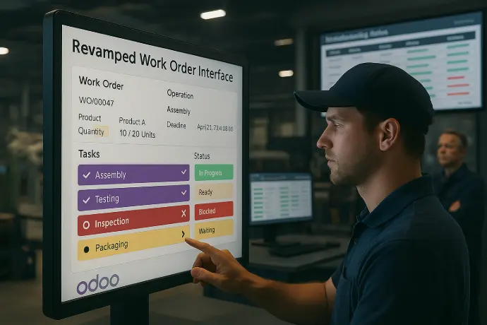 Revamped Work Order Interface      Experience a faster, color-coded, and mobile-optimised interface for managing live production tasks.