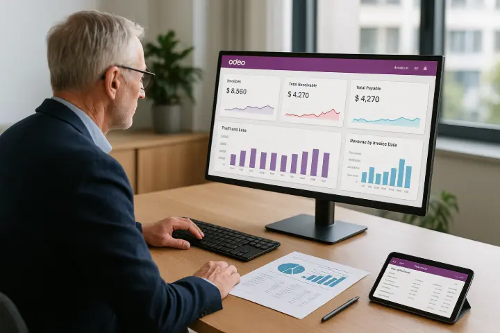 Smarter Invoicing, Financial Insights & Reporting Odoo 19 delivers enhanced PDF reporting, more powerful audit logs, and real-time financial dashboards. The invoicing app has been expanded to support follow-up actions, aged reports, improved invoice delivery, private-use expense handling, and PEPPOL e-invoicing compliance. /IMAGE Version 19 brings a serious upgrade to financial operations. Imagine a mid-sized wholesale distributor using Xero and spreadsheets struggles with late payments and lacks real-time visibility. After switching to Odoo 19 with WMSSoft, they automate payment follow-ups, generate aged receivables instantly, and streamline invoice delivery — cutting debtor days by 20% and gaining full oversight of daily financial performance via a live dashboard. Enhanced PDF Reporting & Real-Time Dashboards Financial data is now easier to visualise, share, and audit. Generate rich PDF reports, track KPI dashboards in real time, and access audit logs without third-party tools. Invoicing App Overhaul •	Follow-up actions for overdue payments •	Aged reports and bank sync enhancements •	Private-use expense handling •	Improved invoice delivery and format customisation •	Seamless PEPPOL integration for AU and global compliance If your finance team is drowning in admin, this release throws them a lifeline.
