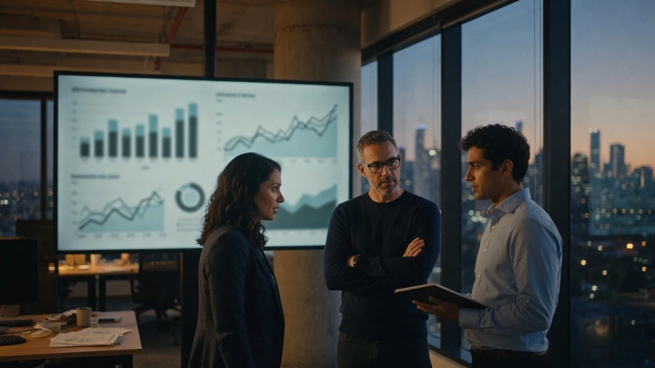 Finance team analysing Odoo financial reports